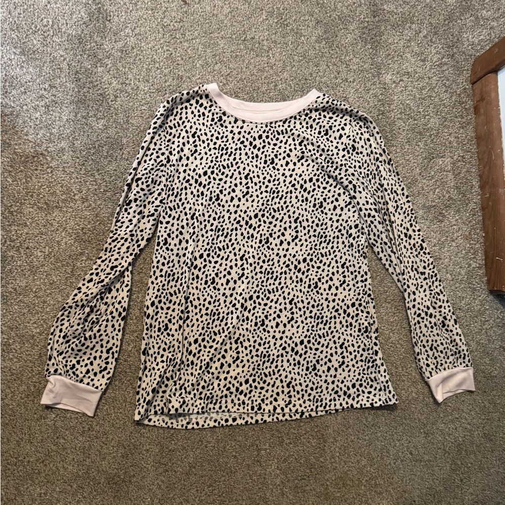Cream and Black Leopard Print Top
